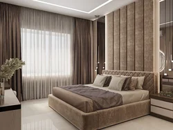Бежево коричневая спальня дизайн фото