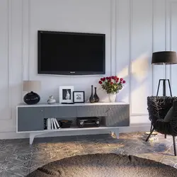 Тумба в гостиной под телевизор интерьере