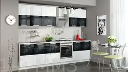 Черно белая угловая кухня дизайн