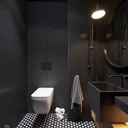 Дизайн ванной комнаты с черным унитазом