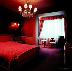 Red bedroom interior