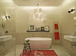 Bathroom design with chandelier