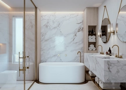 Ванна туалет дизайн белый мрамор