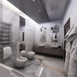 Дизайн ванны в белом и сером цвете фото