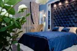 Combination of blue in the bedroom interior