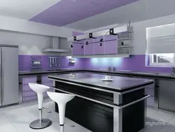 Kitchen interior in lilac tones