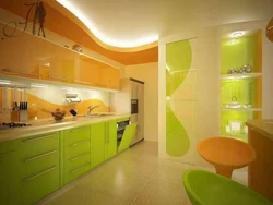 Kitchen in light green color design photo