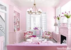 Гостиная розового цвета фото