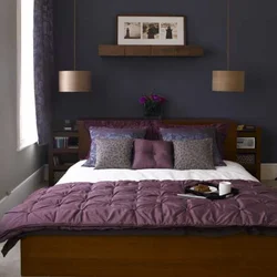 Дизайн интерьера спальни с серой кроватью