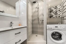 Дизайн ванной комнаты с душем и стиральной машиной