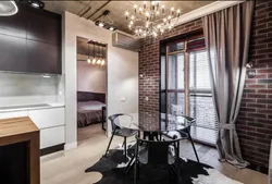 Loft style curtains in the kitchen interior