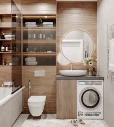 Дизайн ванной с туалетом и стиральной машиной