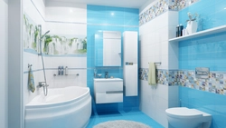 Дизайн ванны в сине белых тонах