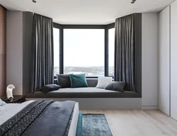 Дизайн интерьера спальня с эркером