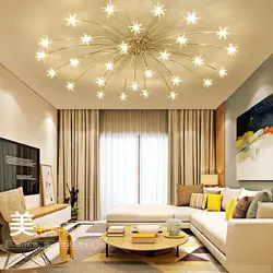 Фото потолка с точечными светильниками и люстрой в спальне