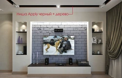 Декоративная стена с телевизором в гостиной фото