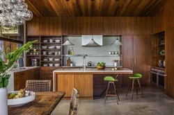 Wooden modern kitchen photo