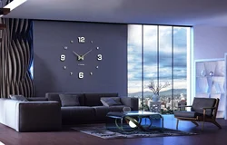 Настенные часы в интерьере гостиной современные