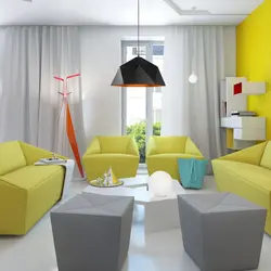 Яркий дизайн гостиной в квартире