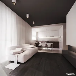 Дизайн квартиры с черным потолком