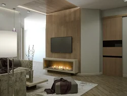 Фото камина в квартире с телевизором в современном стиле