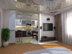 Интерьер комнаты отдыха с кухней