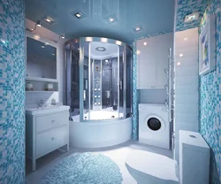 Design bath with shower and washbasin photo