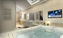 Design of a large bathroom in the house photo