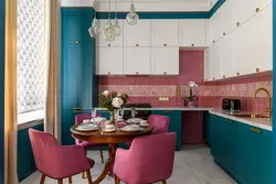 Розовый цвет с каким цветом сочетается в интерьере кухни фото