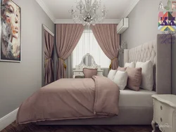 Интерьер спальни в серо розовых тонах