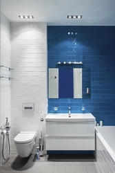Дизайн ванной в бело синих тонах