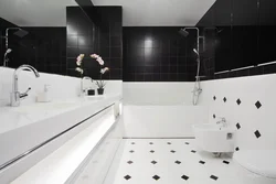 Bathroom wall design black white