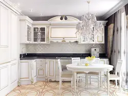 Белая классическая кухня в интерьере фото