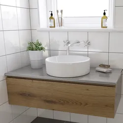 Дизайн ванной комнаты с накладной раковиной фото