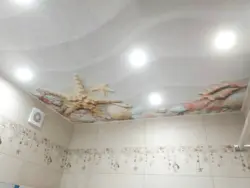 Фото натяжного потолка ванна