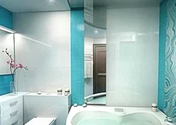 Интерьер ванной с цветной плиткой