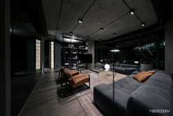 Черный потолок гостиная фото
