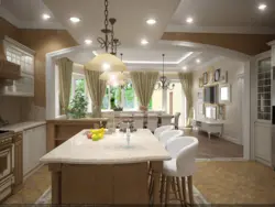 Дизайн зал кухня в доме