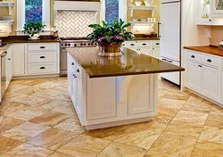 Interior design of floor tiles in the kitchen