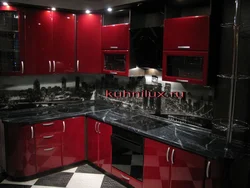 Kitchen black and red photo walls