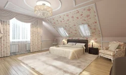 Спальня на мансардном этаже интерьер фото