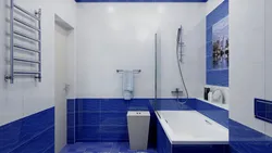 Blue and white bathroom design