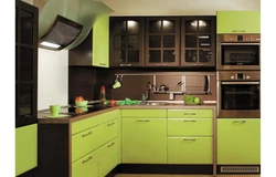 Столешница к зеленой кухне фото