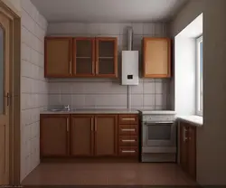 Kitchen design 6 sq m in Khrushchev with a gas water heater