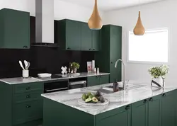 Kitchen design in green tone photo