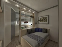 Design kitchen bedroom 18 sq.m.