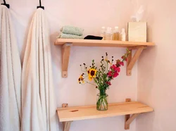 Wooden bath shelves photo