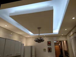 Двухуровневые потолки из гипсокартона для гостиной фото дизайн