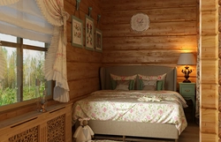 Дизайн спальни на даче в деревянном