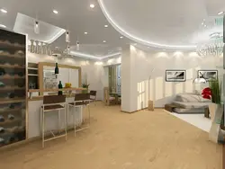 Photo of suspended ceilings living room with kitchen